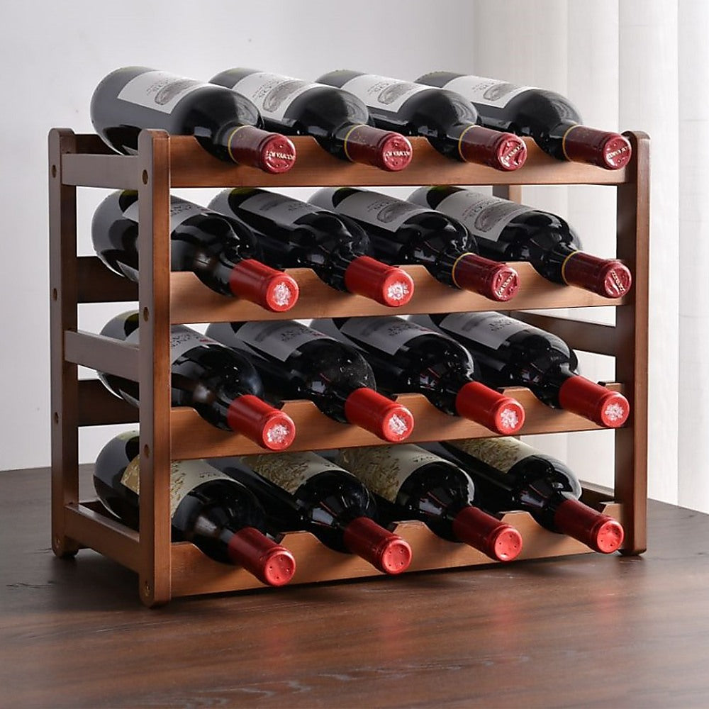 Wine Racks: Bamboo Stackable Modular Freestanding Countertop Wine Shelf Rack