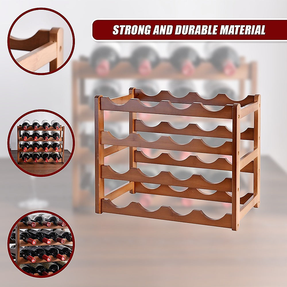 Wine Racks: Bamboo Stackable Modular Freestanding Countertop Wine Shelf Rack