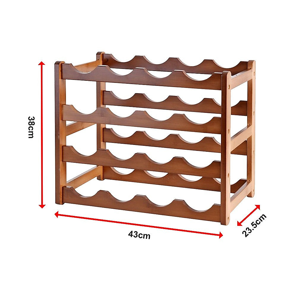 Wine Racks: Bamboo Stackable Modular Freestanding Countertop Wine Shelf Rack