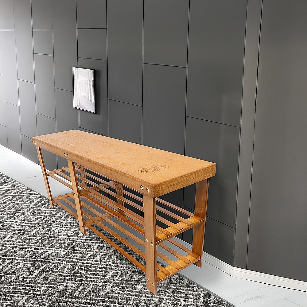 Shoe Storage: Bamboo Shoe Rack Wooden Bench Storage Organiser Cabinet Holder Stool