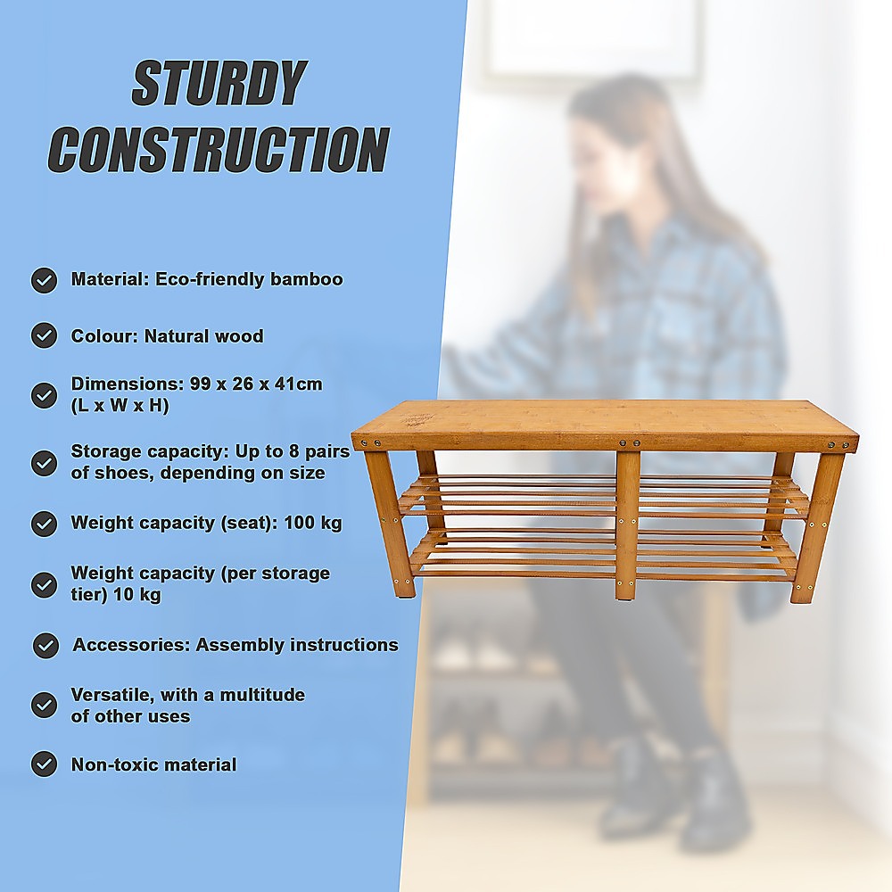 Shoe Storage: Bamboo Shoe Rack Wooden Bench Storage Organiser Cabinet Holder Stool