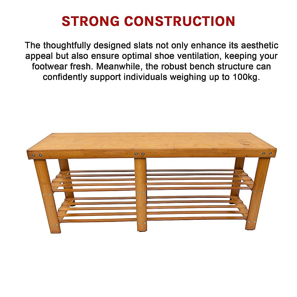Shoe Storage: Bamboo Shoe Rack Wooden Bench Storage Organiser Cabinet Holder Stool