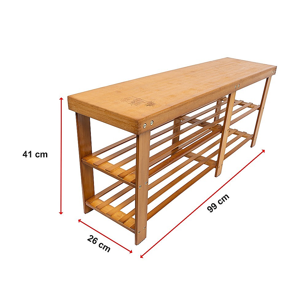 Shoe Storage: Bamboo Shoe Rack Wooden Bench Storage Organiser Cabinet Holder Stool
