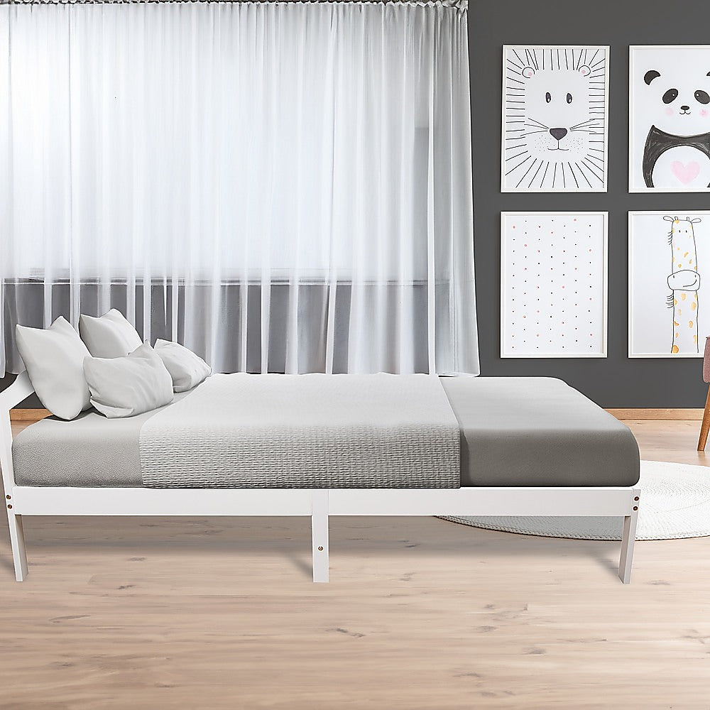 Beds & Bed Frames: Natural Wooden Bed Frame Home Furniture