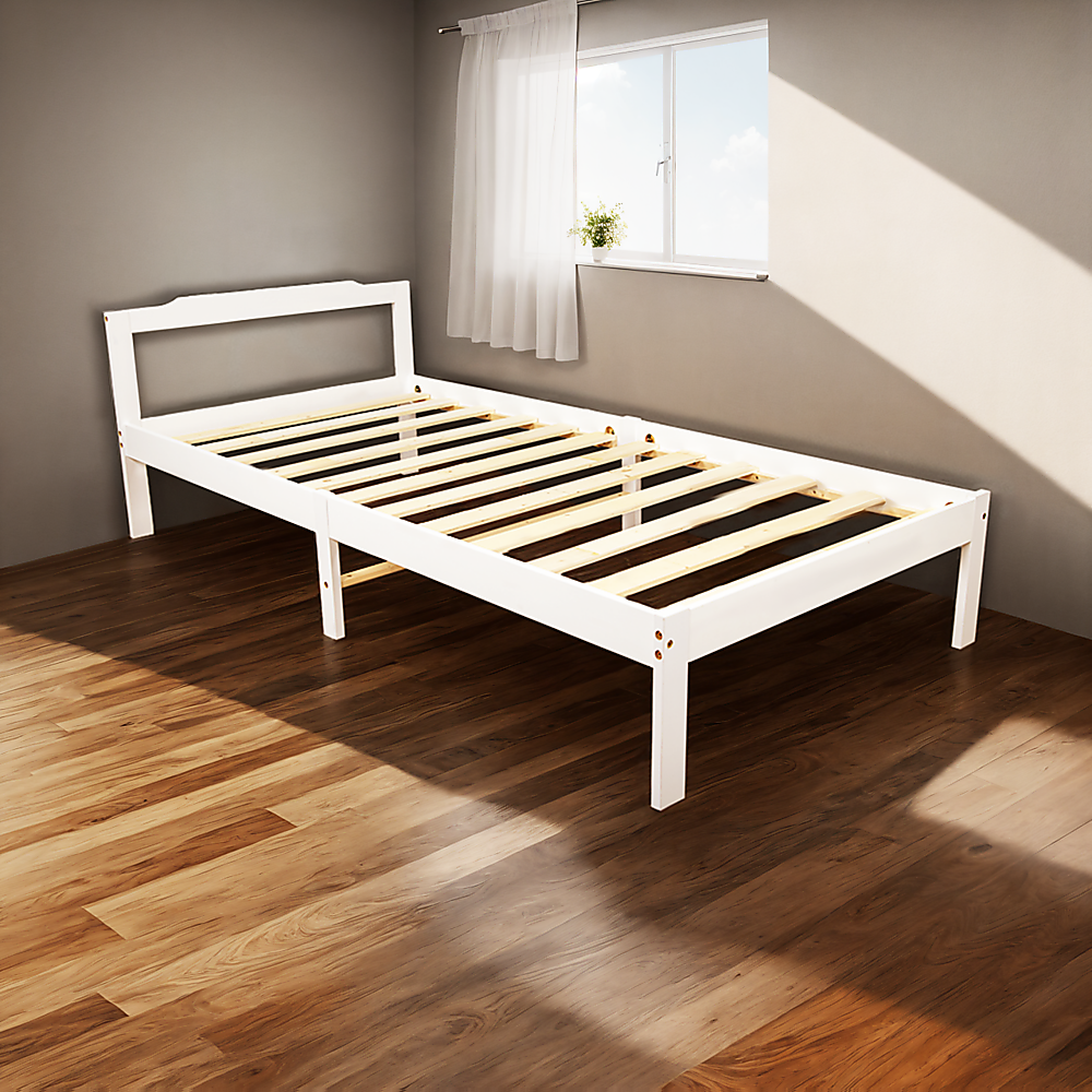 Beds & Bed Frames: Natural Wooden Bed Frame Home Furniture