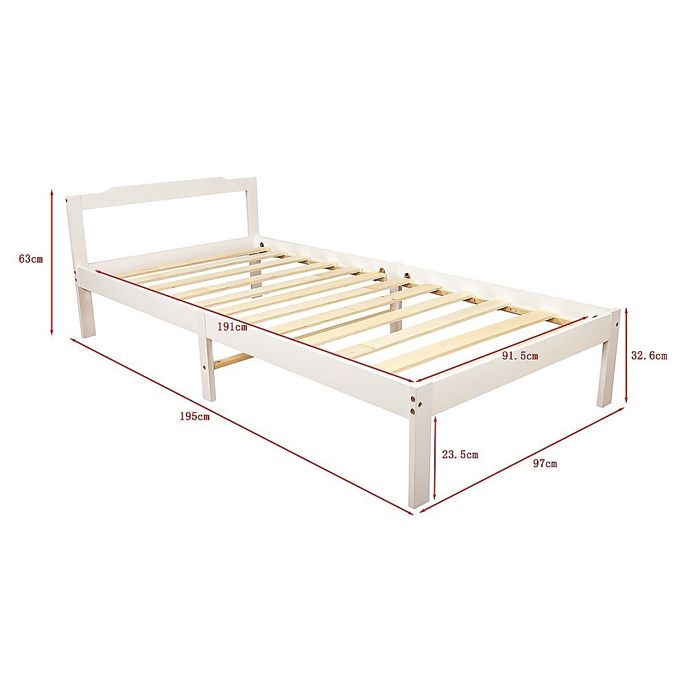 Beds & Bed Frames: Natural Wooden Bed Frame Home Furniture