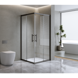 Adjustable 1100x1100mm Double Sliding Door Glass Shower Screen in Black