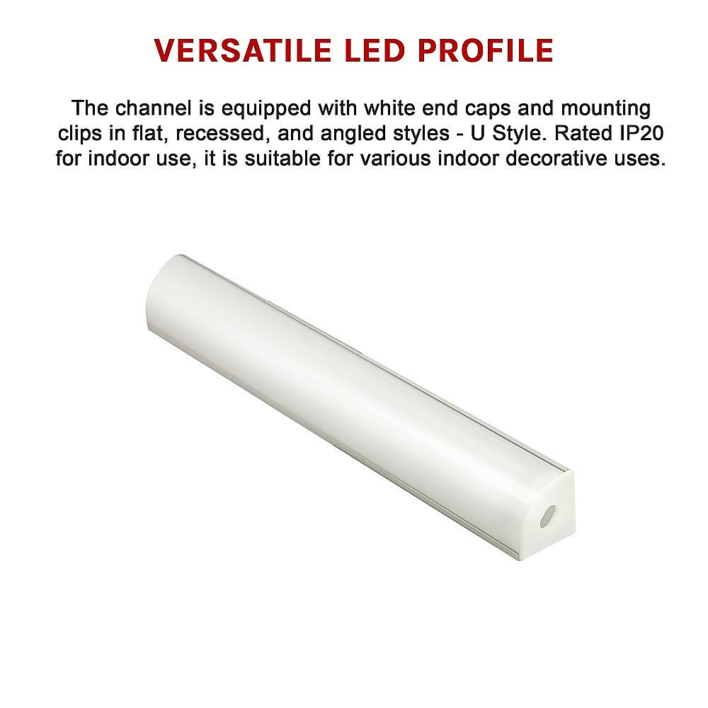 10 x 1M V-Style Aluminium LED Strip Light Channels for Cabinet Lighting