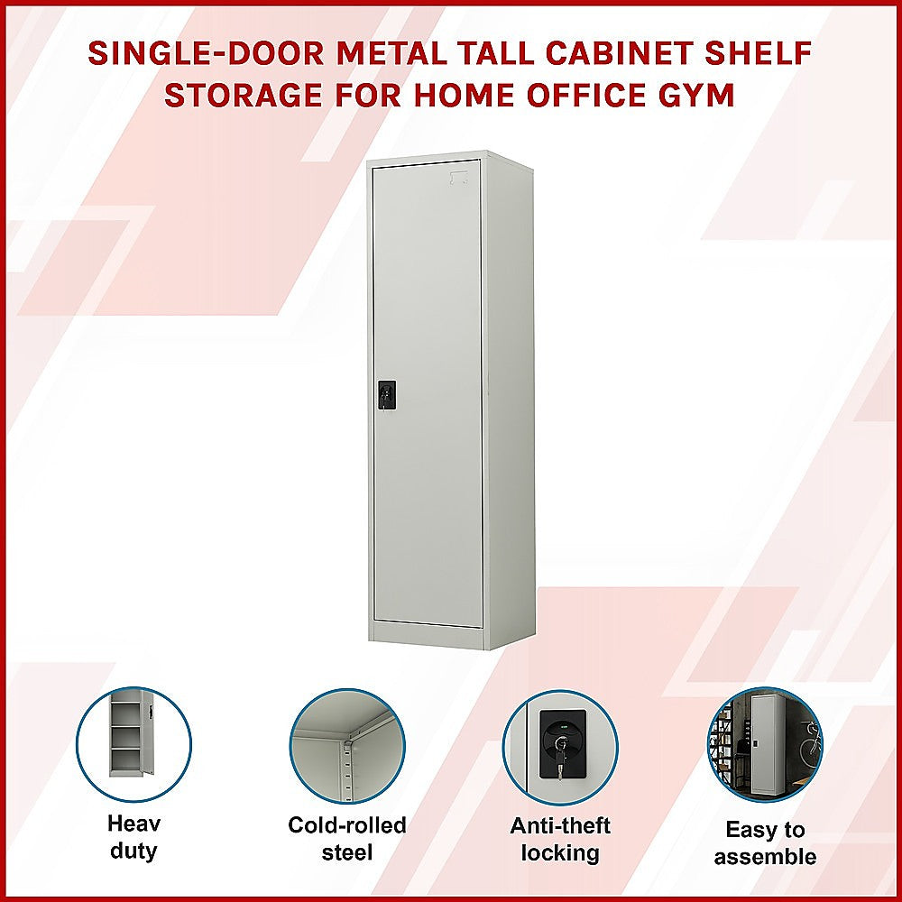 Storage Cabinets: Single-Door Metal Tall Cabinet Shelf Storage for Home Office Gym