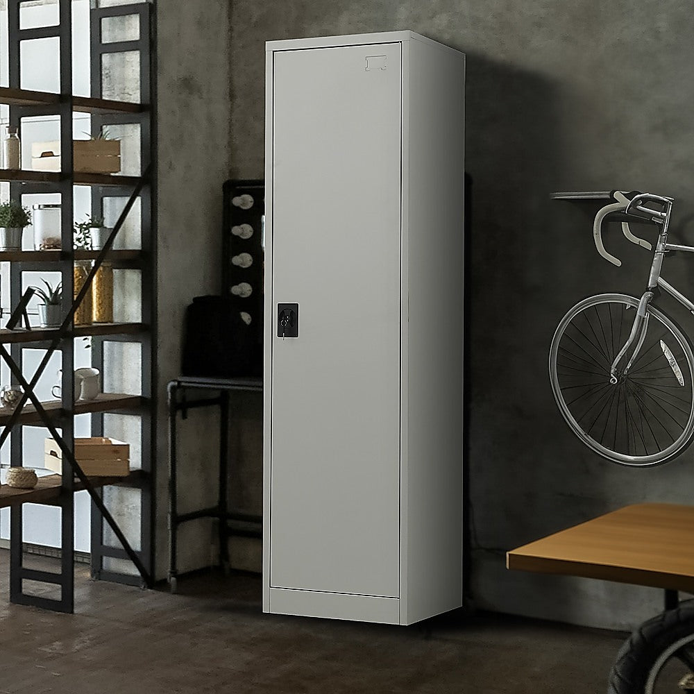 Storage Cabinets: Single-Door Metal Tall Cabinet Shelf Storage for Home Office Gym