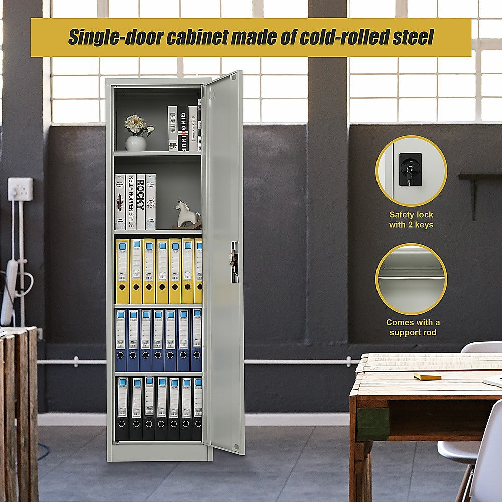 Storage Cabinets: Single-Door Metal Tall Cabinet Shelf Storage for Home Office Gym