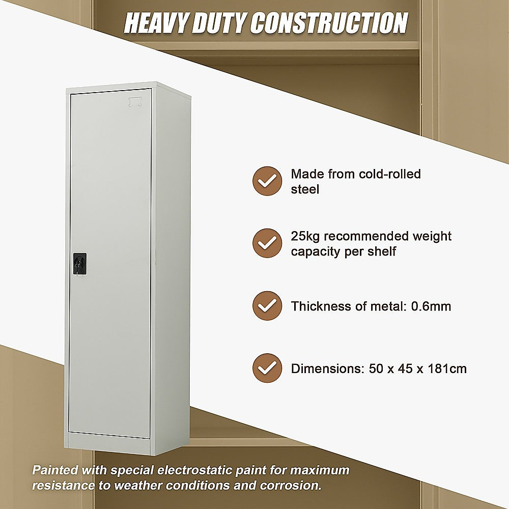 Storage Cabinets: Single-Door Metal Tall Cabinet Shelf Storage for Home Office Gym