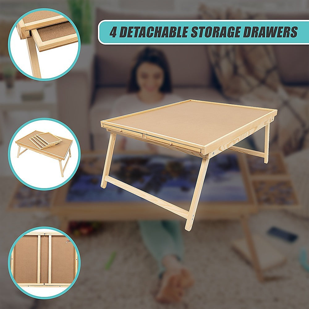 Activity Toys: 1500 Piece Wooden Jigsaw Puzzle Table  67x87cm Puzzle Board with Folding Legs