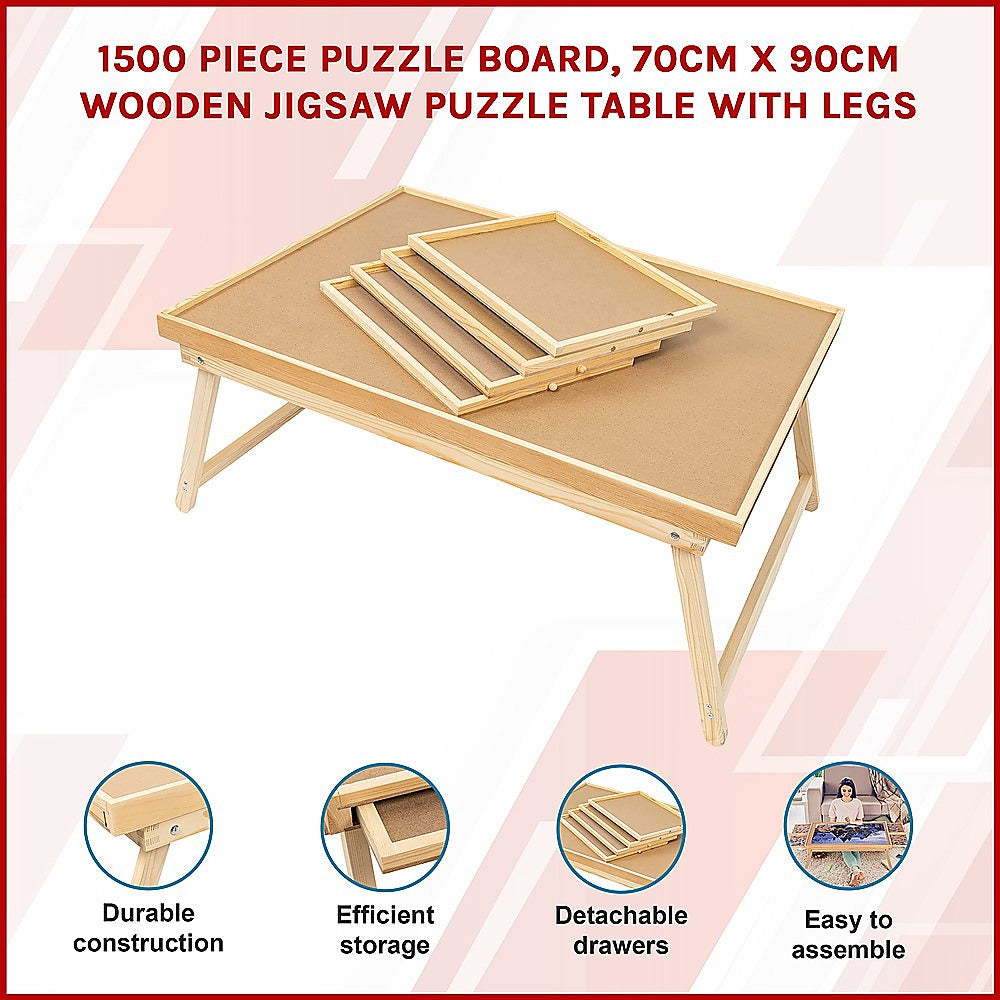 Activity Toys: 1500 Piece Wooden Jigsaw Puzzle Table  67x87cm Puzzle Board with Folding Legs