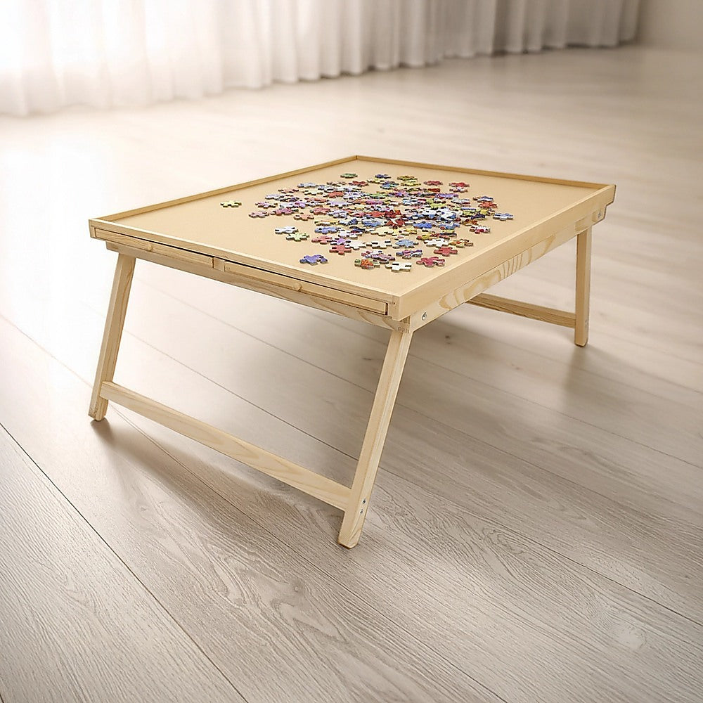 Activity Toys: 1500 Piece Wooden Jigsaw Puzzle Table  67x87cm Puzzle Board with Folding Legs