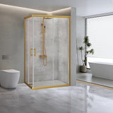 Adjustable 900x1200mm Double Sliding Door Glass Shower Screen in Gold