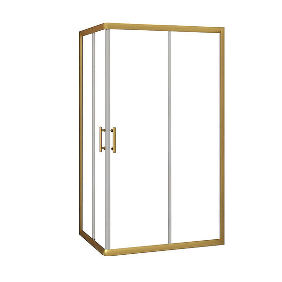 Adjustable 900x1200mm Double Sliding Door Glass Shower Screen in Gold