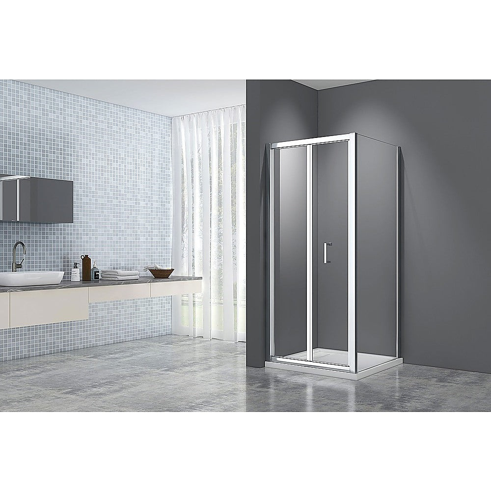 Shower Heads & Screens: Adjustable 1300x800mm Single Door Corner Sliding Glass Shower Screen in Chrome