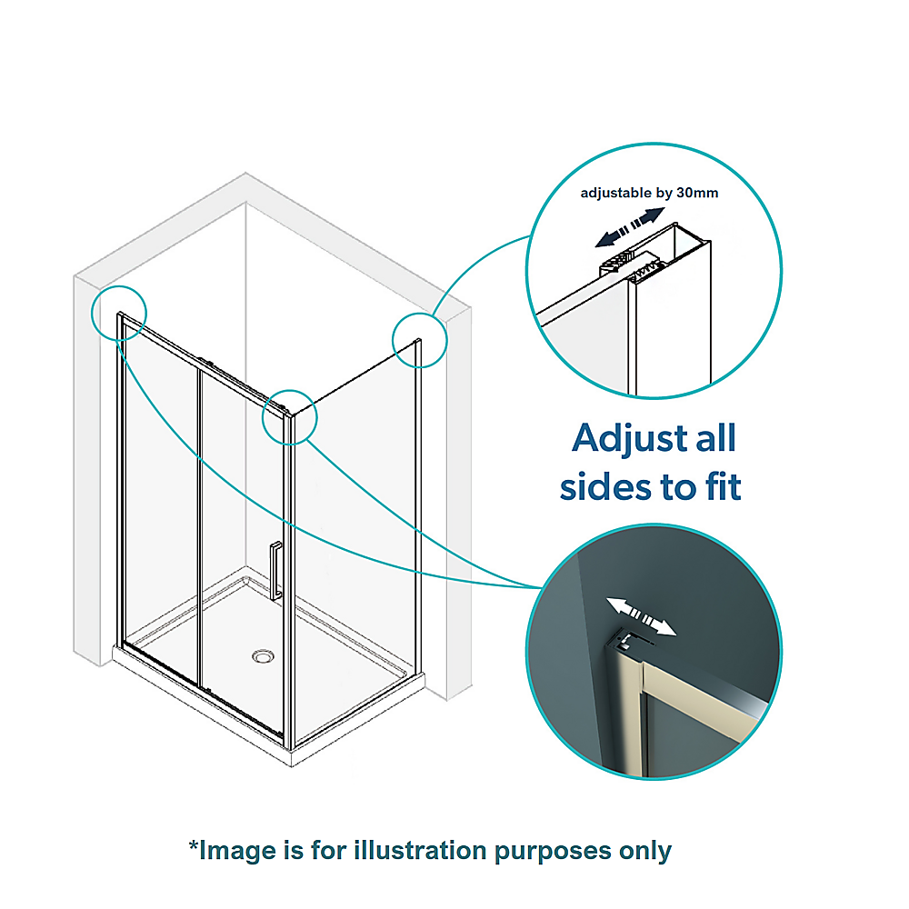 Adjustable 1800x800mm Single Door Corner Sliding Glass Shower Screen in Chrome