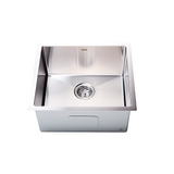 Kitchen Sinks: 510x450mm Handmade Stainless Steel Undermount / Topmount Kitchen Laundry Sink with Waste