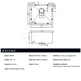 Kitchen Sinks: 510x450mm Handmade Stainless Steel Undermount / Topmount Kitchen Laundry Sink with Waste