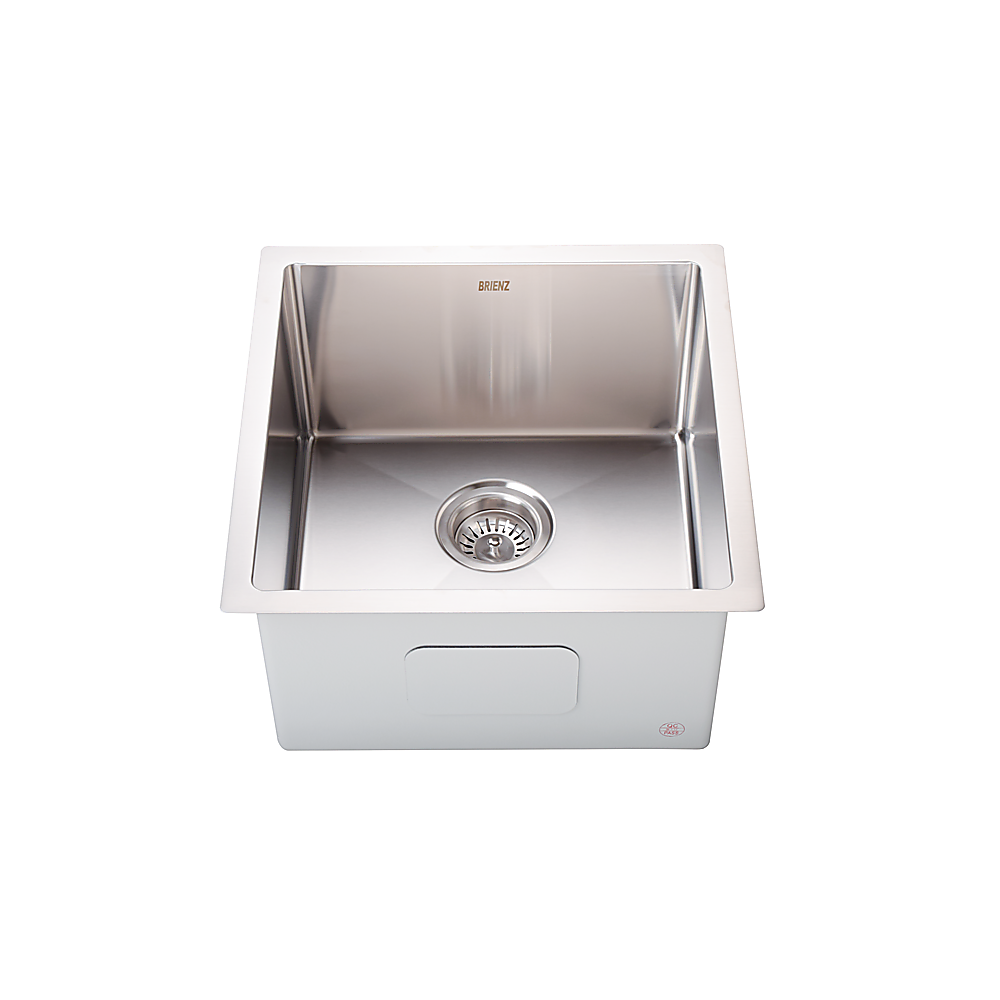 Kitchen Sinks: 450x450mm Handmade Stainless Steel Undermount / Topmount Kitchen Laundry Sink with Waste