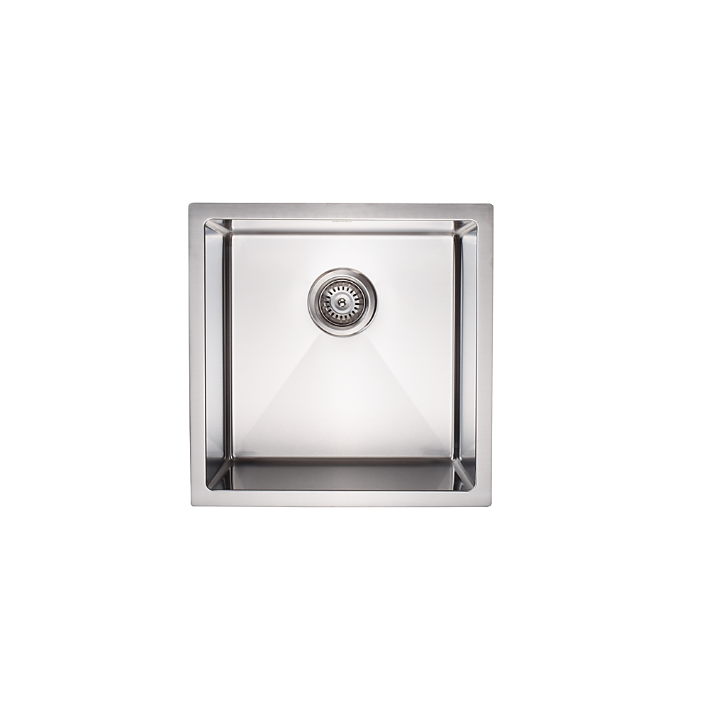 Kitchen Sinks: 450x450mm Handmade Stainless Steel Undermount / Topmount Kitchen Laundry Sink with Waste
