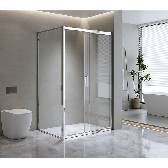 150mm Adjustable (2000x800mm) Single Door Corner Sliding Glass Shower Screen in Chrome
