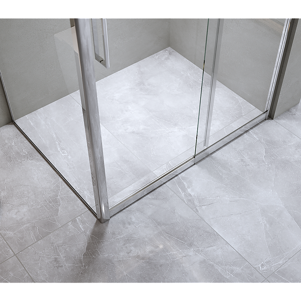 Shower Heads & Screens: 150mm Adjustable (2000x920mm) Single Door Corner Sliding Glass Shower Screen in Chrome
