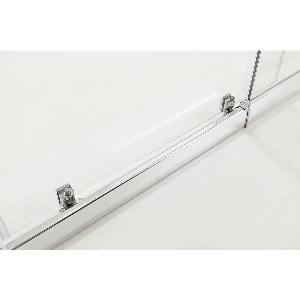 Shower Heads & Screens: 150mm Adjustable (2000x920mm) Single Door Corner Sliding Glass Shower Screen in Chrome