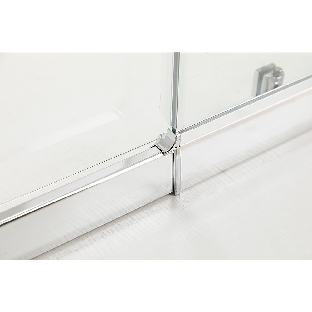 Shower Heads & Screens: 150mm Adjustable (2000x1010mm) Single Door Corner Sliding Glass Shower Screen in Chrome