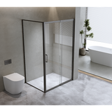 150mm Adjustable (1700x800mm) Single Door Corner Sliding Glass Shower Screen in Black