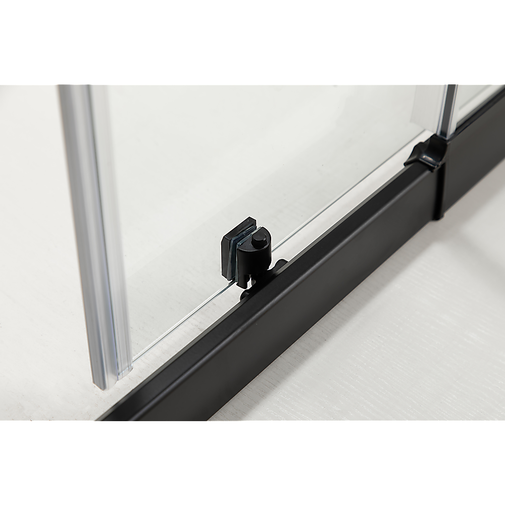 Shower Heads & Screens: 150mm Adjustable (2000x800mm) Single Door Corner Sliding Glass Shower Screen in Black