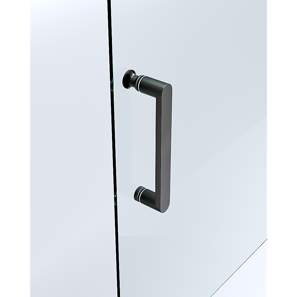 Shower Heads & Screens: 150mm Adjustable (2000x920mm) Single Door Corner Sliding Glass Shower Screen in Black