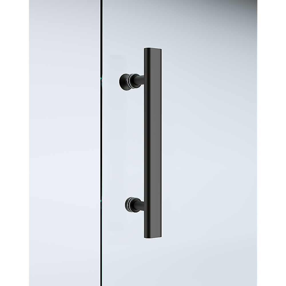 Shower Heads & Screens: 150mm Adjustable (2000x800mm) Single Door Corner Sliding Glass Shower Screen in Black