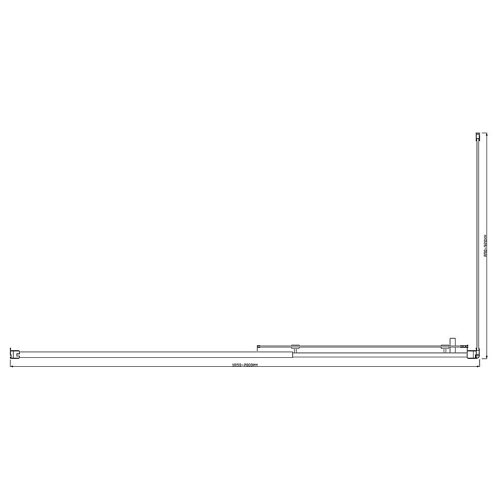 Shower Heads & Screens: 150mm Adjustable (2000x800mm) Single Door Corner Sliding Glass Shower Screen in Black