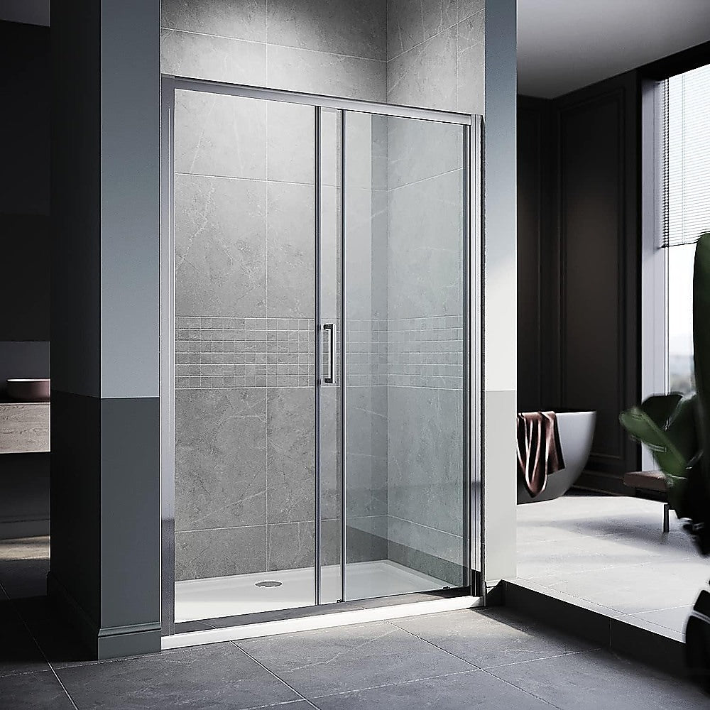 Shower Heads & Screens: 140-150cm Adjustable Wall to Wall Sliding Glass Shower Door in Chrome