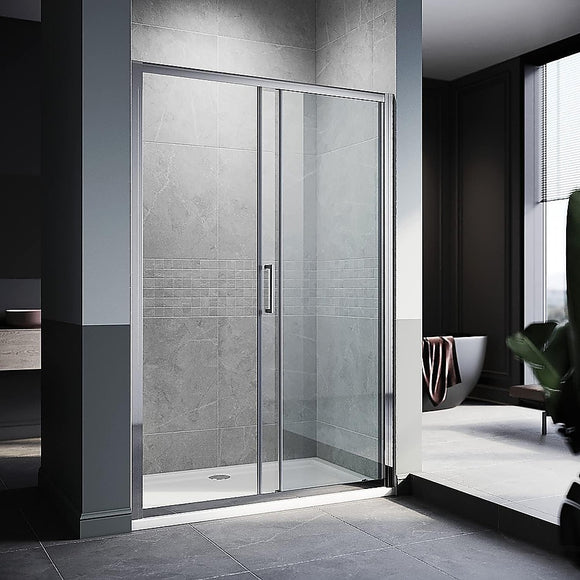 140-150cm Adjustable Wall to Wall Sliding Glass Shower Door in Chrome