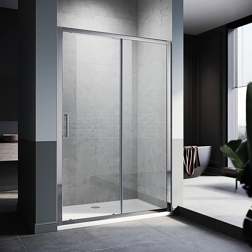 Shower Heads & Screens: 140-150cm Adjustable Wall to Wall Sliding Glass Shower Door in Chrome
