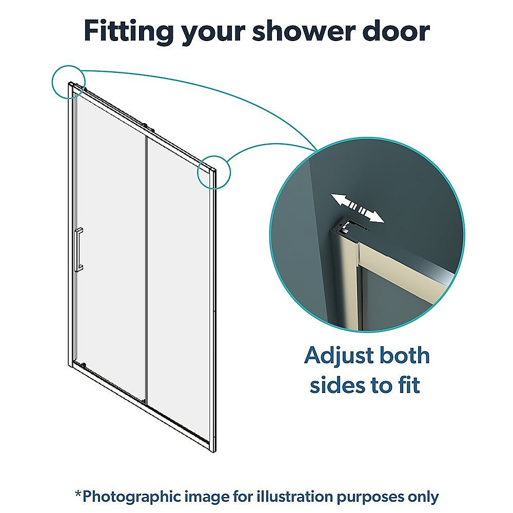 170-185cm Adjustable Wall to Wall Sliding Glass Shower Door in Chrome