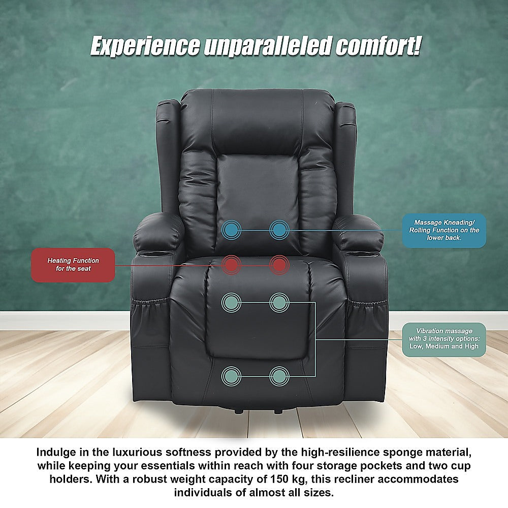Arm Chairs & Recliners: Lift Heated Leather Recliner Electric Massage Chair with USB port