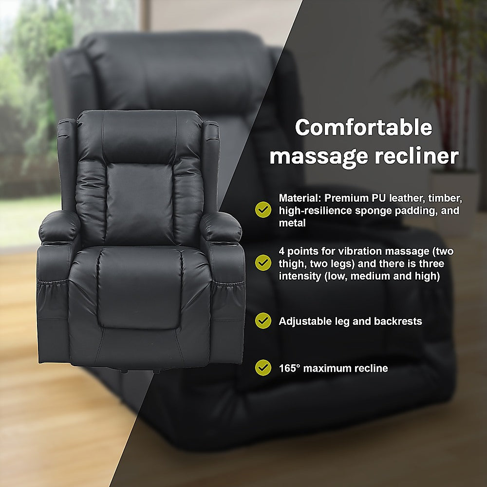Arm Chairs & Recliners: Lift Heated Leather Recliner Electric Massage Chair with USB port