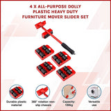 Utility Trolleys: 4 X All-purpose Dolly Plastic Heavy Duty Furniture Mover Slider Set