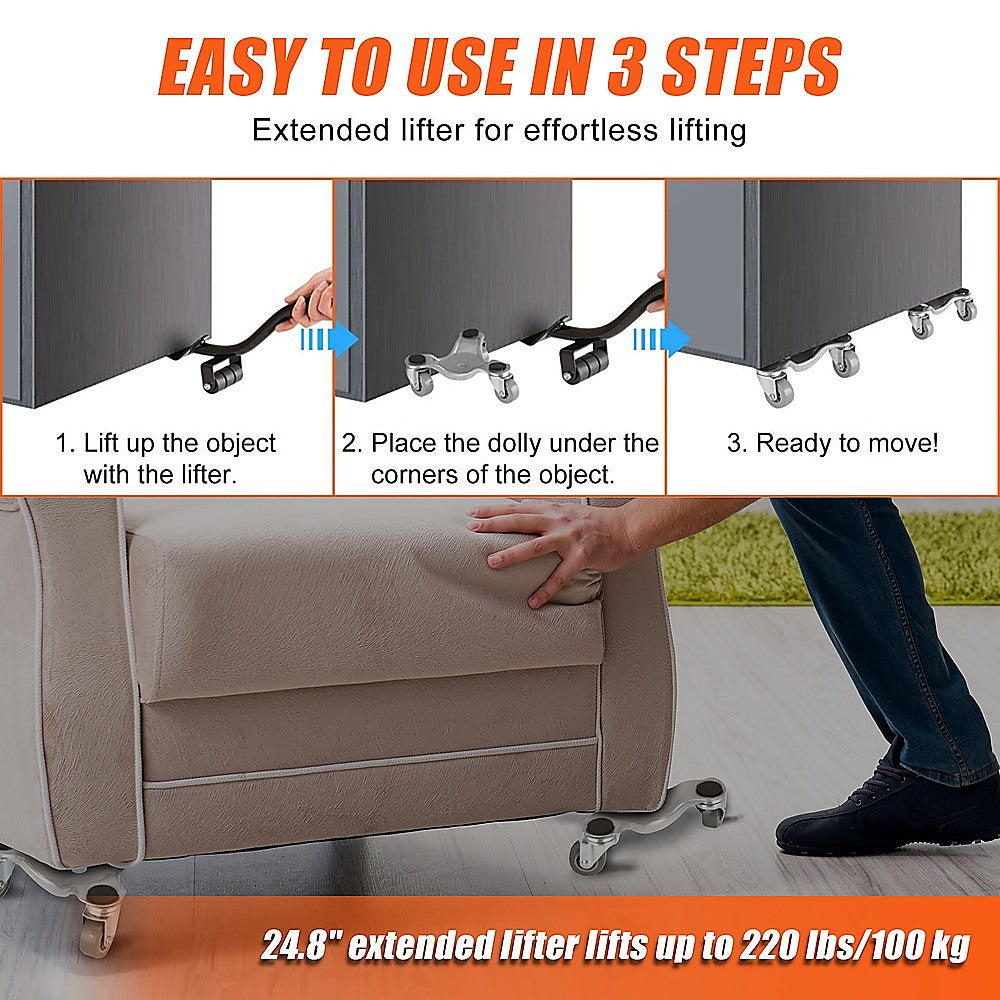 Utility Trolleys: 4 X All-purpose Dolly Metal Heavy Duty Furniture Mover Slider Set