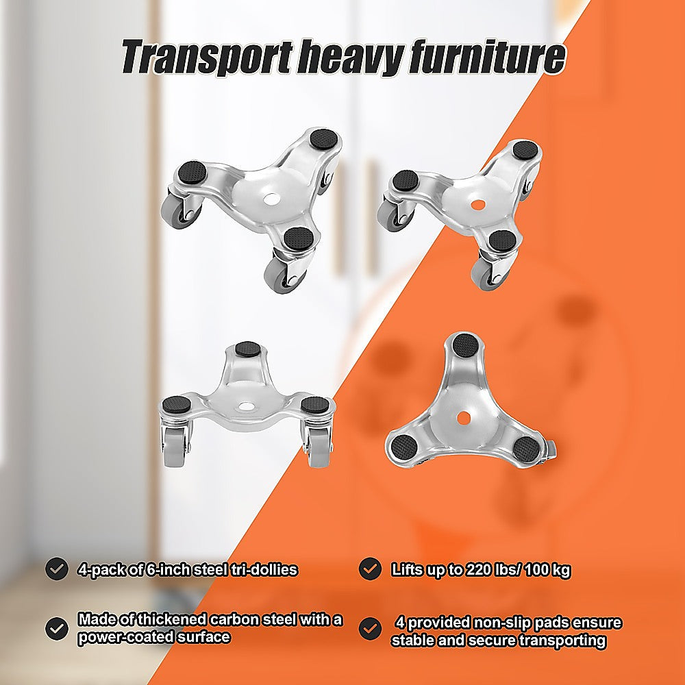 Utility Trolleys: 4 X All-purpose Dolly Metal Heavy Duty Furniture Mover Slider Set
