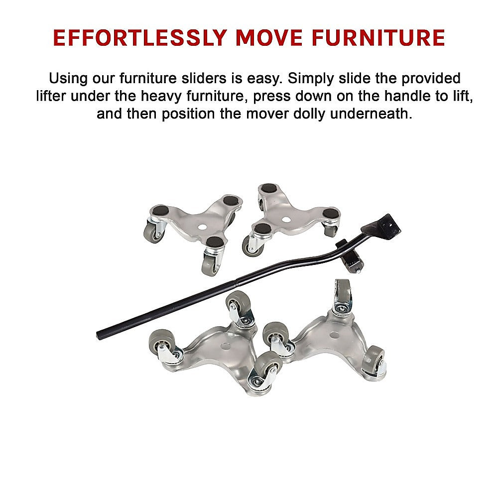 Utility Trolleys: 4 X All-purpose Dolly Metal Heavy Duty Furniture Mover Slider Set