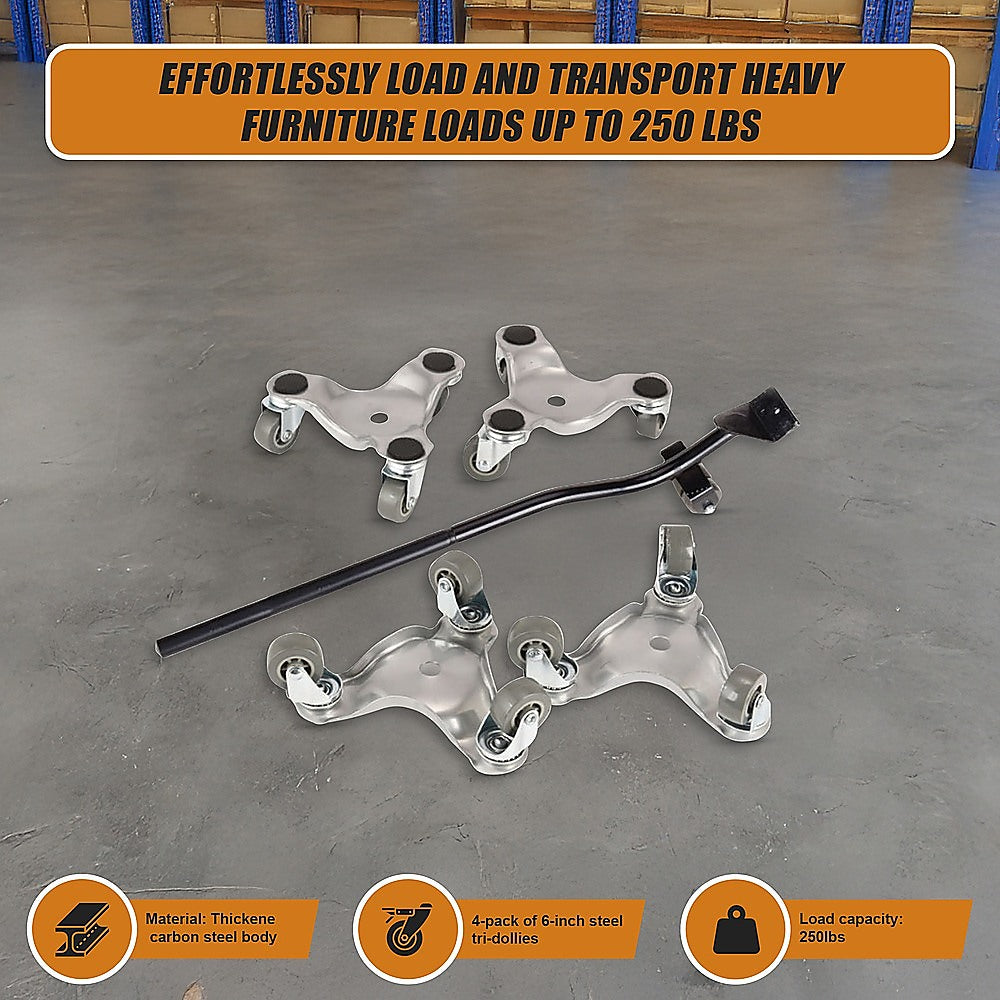 Utility Trolleys: 4 X All-purpose Dolly Metal Heavy Duty Furniture Mover Slider Set