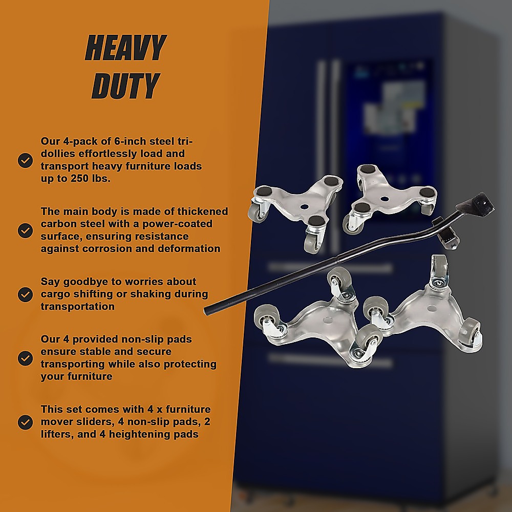 Utility Trolleys: 4 X All-purpose Dolly Metal Heavy Duty Furniture Mover Slider Set