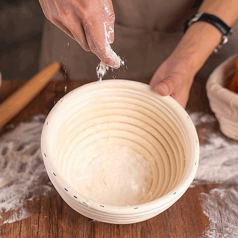 Kitchen Utensils: 2 x 9" Sourdough Bread Proofing Set Bread Making Kit Round Bowls