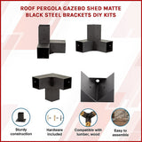 Canopies & Gazebos: Roof Pergola Gazebo Shed Matte Black Steel Brackets DIY Kits